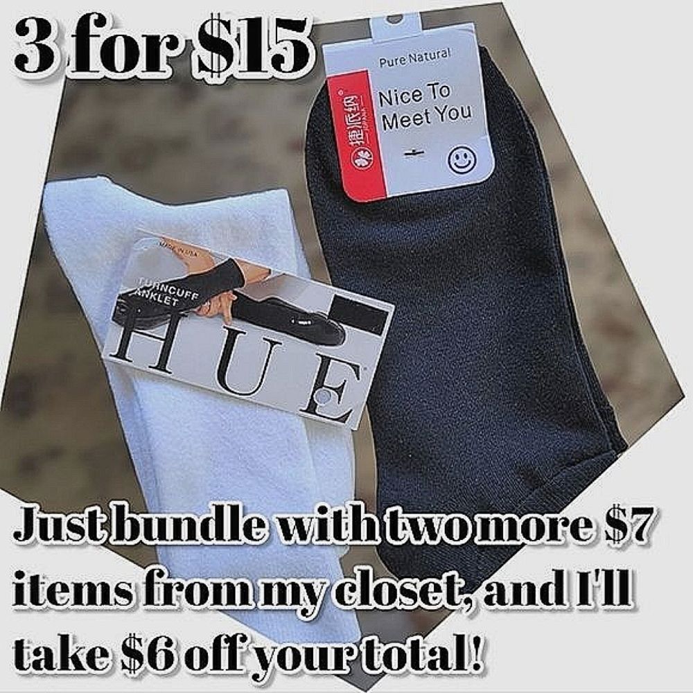 Lot of 2 | NWT HUE & Jopana white and black ankle ankle socks